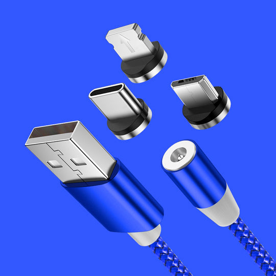 Magnetisk multiladdare 3 i 1 för Iphone, Micro USB och USB Typ C med stöd för dataöverföring.