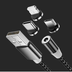 Magnetisk multiladdare 3 i 1 för Iphone, Micro USB och USB Typ C. 2 meter lång