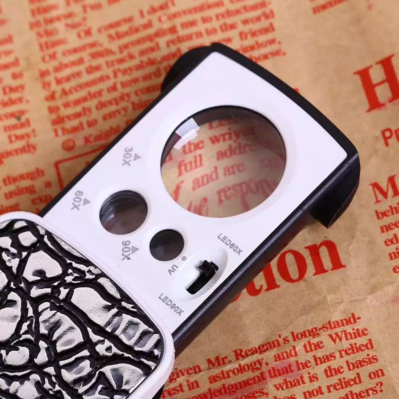 Lupp förstoringsglas med UV & LED lampa 30x, 60x, 90x förstoring