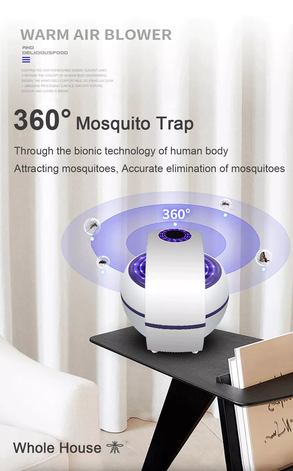 Flugfångare med ledlampa, inga kemikalier behövs