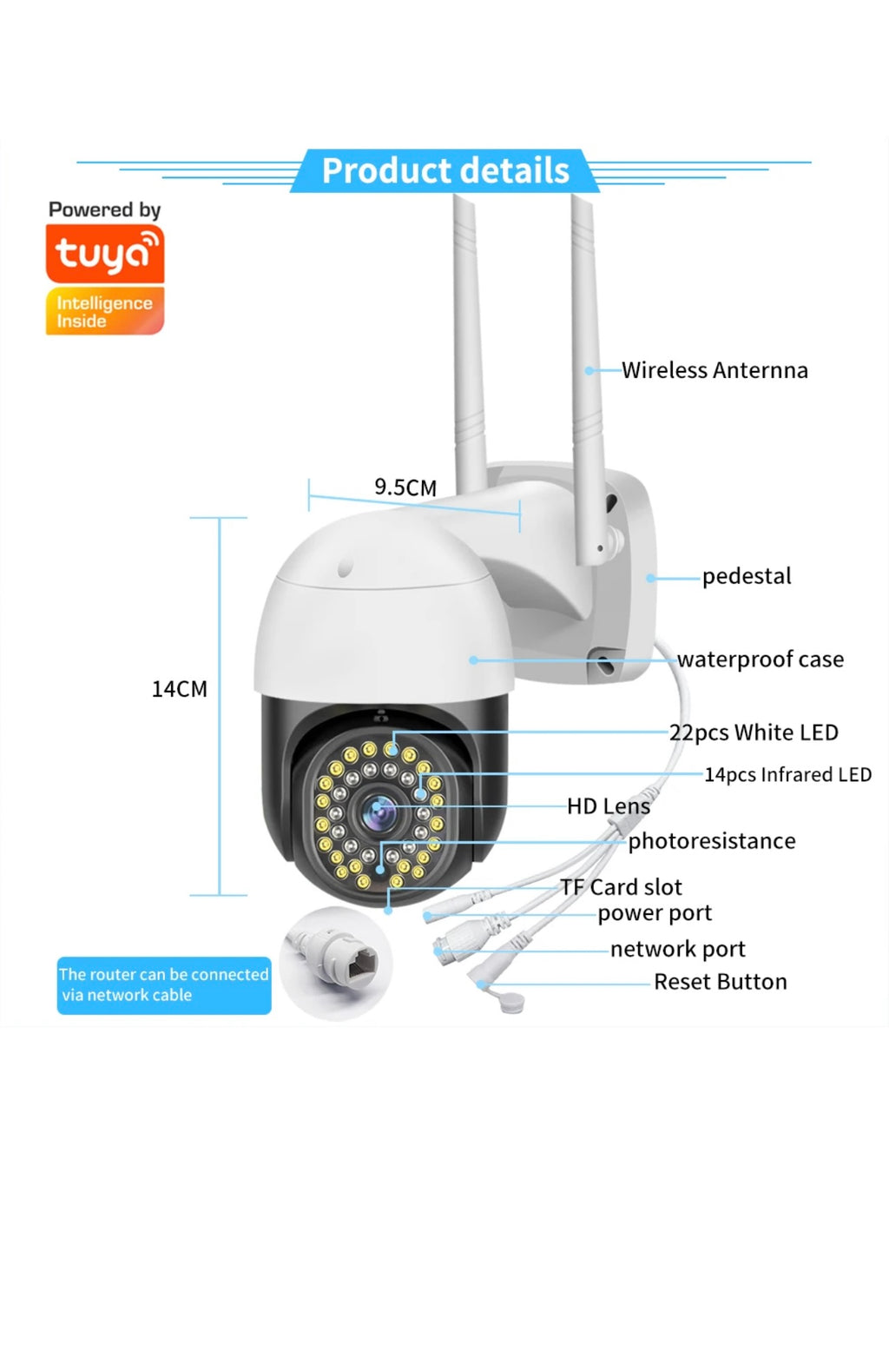 Wifi Smart Motordriven Övervakningskamera Bevakningskamera