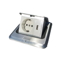 Eluttag Popup Fyrkantig Borstad Aluminium 1 eluttag och 1 USB uttag
