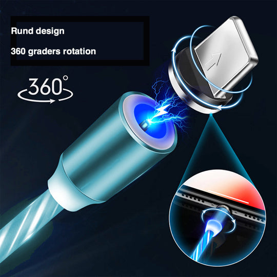 Magnetisk multiladdare 3-i-1 med running light belysning. Passar de flesta mobiler