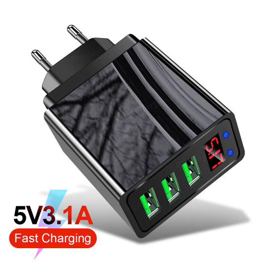 Snabbladdare 3 USB portar med led display
