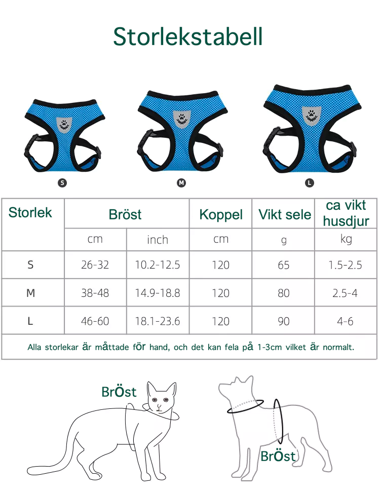 Hundsele i mesh med tillhörande koppel
